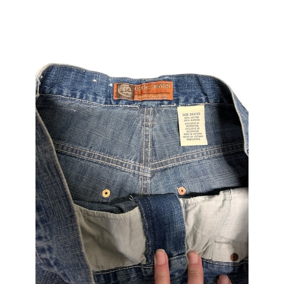 OZOC Mens Carpenter Jeans with Patches 36x33 VTG 90s Skater Hip Hop Wide Leg - Picture 5 of 9